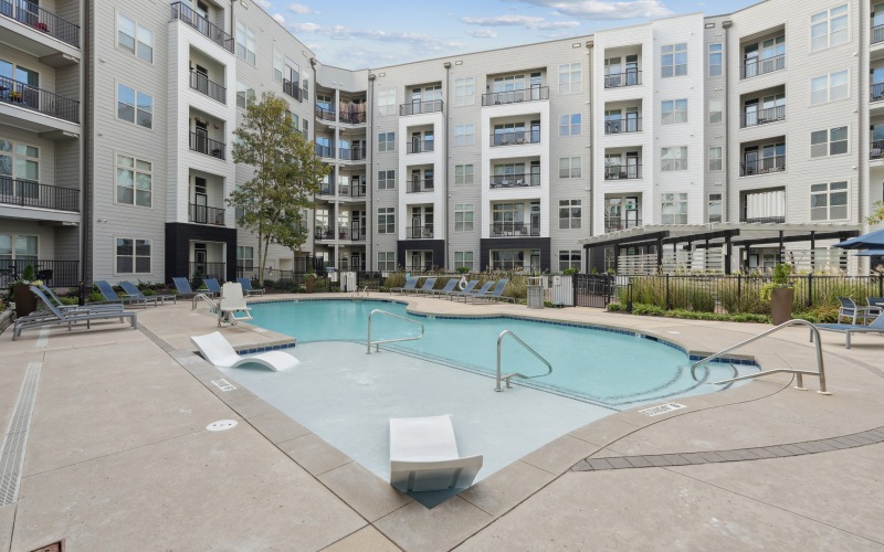a drop down view of a courtyard